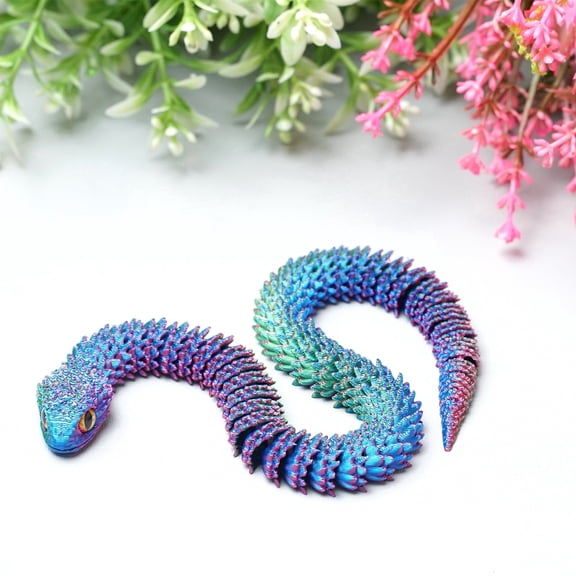 3D Printed snake,Flexible Joint Animal lacertid Figurines,Realistic Eyes, Home Office Decor,Fidget Toy for Adults Teens Boy Festival Gifts