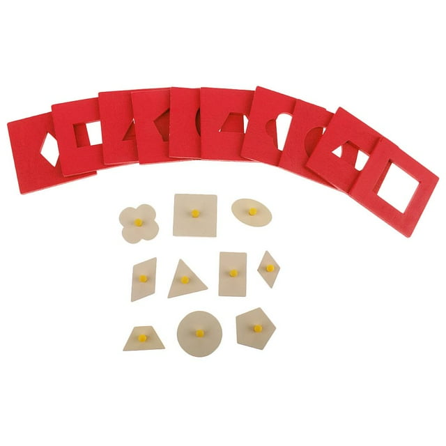 Esquirla Wooden Montessori Maths Geometric Figure Shaped Peg Puzzles Learning Toy - Red, as described