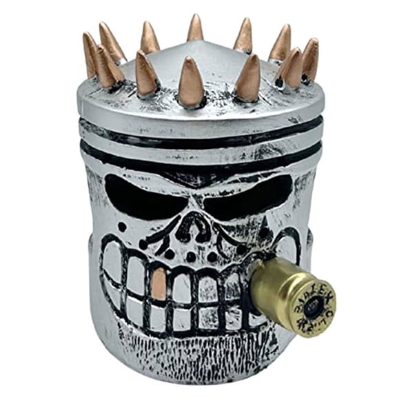 Carving Piston Skull Face Sculpture Resin Art Figurine Creatives Handmade Statue Artwork Home Decorations,10x8x8cm
