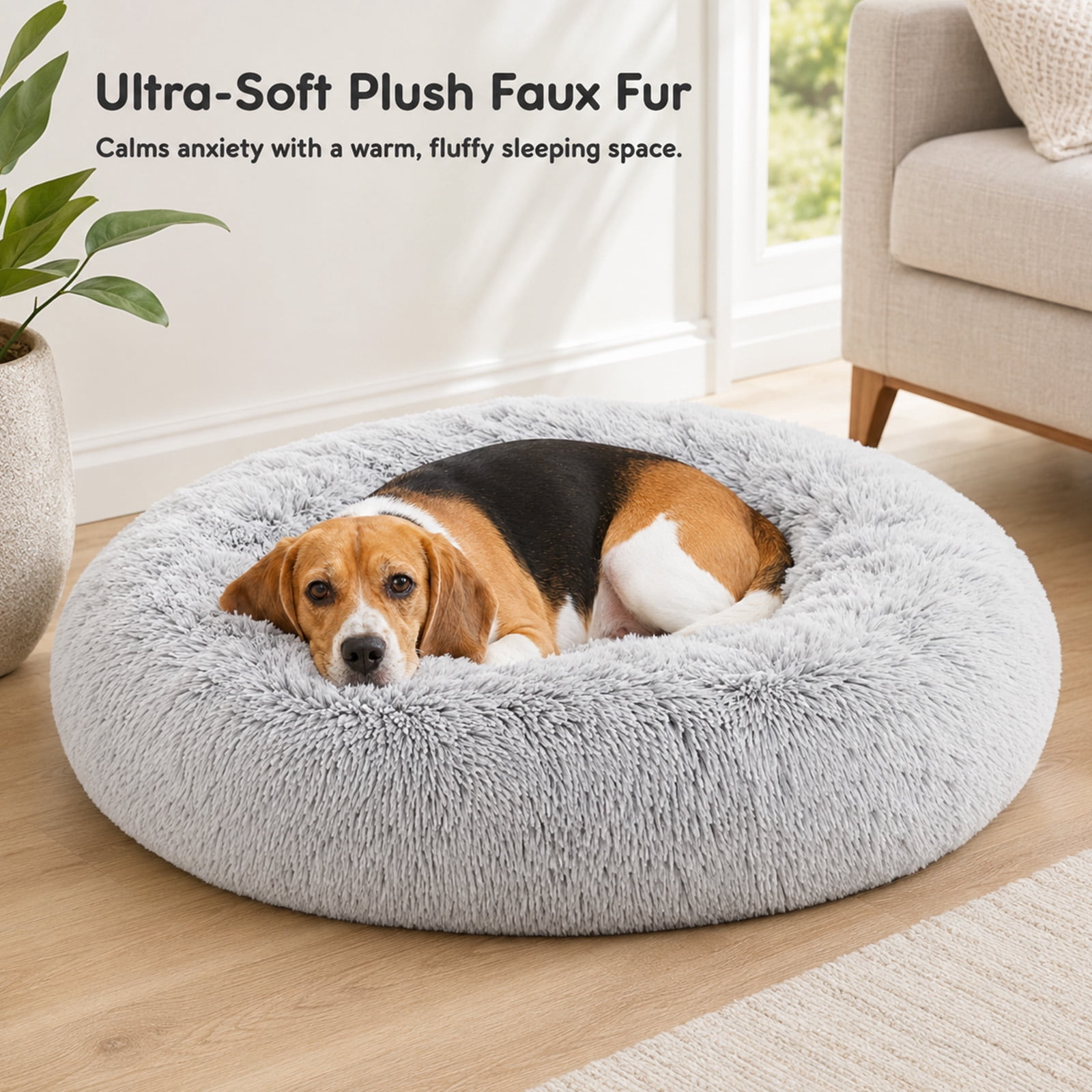 Alvantor 30''/36'' Dog Bed Comfortable Donut Cuddler Round Pet Beds Ultra Soft Washable Dog and Cat Cushion Bed, Fits up to 45 lbs/90 lbs Pets