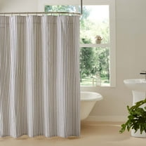 VHC Brands Kaila Country Cottage Farmhouse Blue Ticking Stripe Shower Curtain 72x72