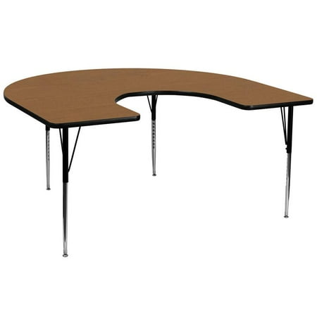 Oak Baby Furniture Sets Uk 60''W x 66''L Horseshoe Oak Thermal Laminate Activity Table - Standard Height Adjustable Legs ()