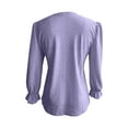 thumbnail image 5 of hxobax Long Sleeve Eyelet Tops T Shirts for Womens Casual Solid V Neck Ruffle Pullover Tunic Blouse, 5 of 5