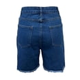 thumbnail image 6 of felwors Jean Shorts for Women High Waisted Raw Hem Mid Thigh Cut Off Stretchy Denim Shorts Casual Summer Jorts（Dark Blue， M）, 6 of 7
