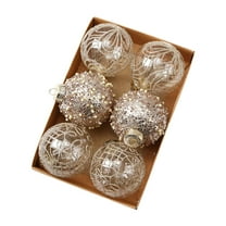 Mmeneyy 6Pc 3.14inch Christmas Hanging Glass Ball White Laser Christmas Tree Decorations Decorative Glass Balls for Xmas Tree Decoration Wedding Holiday Party Gift