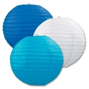 Beistle 9 1/2" Paper Lantern; Blue/White/Turquoise 6/Pack 54570-BWT