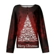 thumbnail image 4 of Women's Casual Christmas Print Waffle Henley Shirt Long Sleeve Top Button Up V Neck Loose Knit Fall Winter Favorite Blouse,Watermelon Red,L, 4 of 8