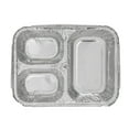 thumbnail image 4 of Foil Lux 23 oz Rectangle Silver Aluminum Take Out Tray - 3-Compartment - 8 1/2" x 6 1/2" x 1 3/4" - 100 count box, 4 of 10