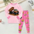 thumbnail image 2 of TOWED22 Toddler Baby Boy Fall Winter Clothes Print Long Sleeve Sweatshirt Pullover Tops + Pants Outfit Set Size:3-4 Y,Color:Pink, 2 of 5