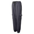 thumbnail image 6 of felwors Women's Fleece Cargo Sweatpants Y2k Comfy Casual Baggy Sweat Pants Warm High Waist Workout Jogger Pants with Pockets Dark Gray, XL, 6 of 8