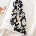 thumbnail image 1 of Fashion Leopard Print Bow Satin Long Ribbon Ponytail Scarf Hair Tie Scrunchies Women Girls Elastic Hair Bands Hair Accessories, 1 of 4