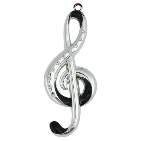 Music Notes Christmas Ornaments Northlight Silver Plated with European Crystals Treble Clef Music Note Christmas Ornament ()