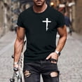 thumbnail image 3 of Rvwovn Men's Short Sleeve Crewneck T-Shirt, Summer Casual Tee with Cross Graphic Print S-2X, 3 of 5
