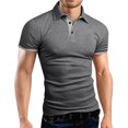 thumbnail image 2 of Men's Golf Shirt Casual Sports V Neck Ribbed Collar Short Sleeve Fashion Casual Solid Color Plain Spring & Summer Regular Fit M, 2 of 5