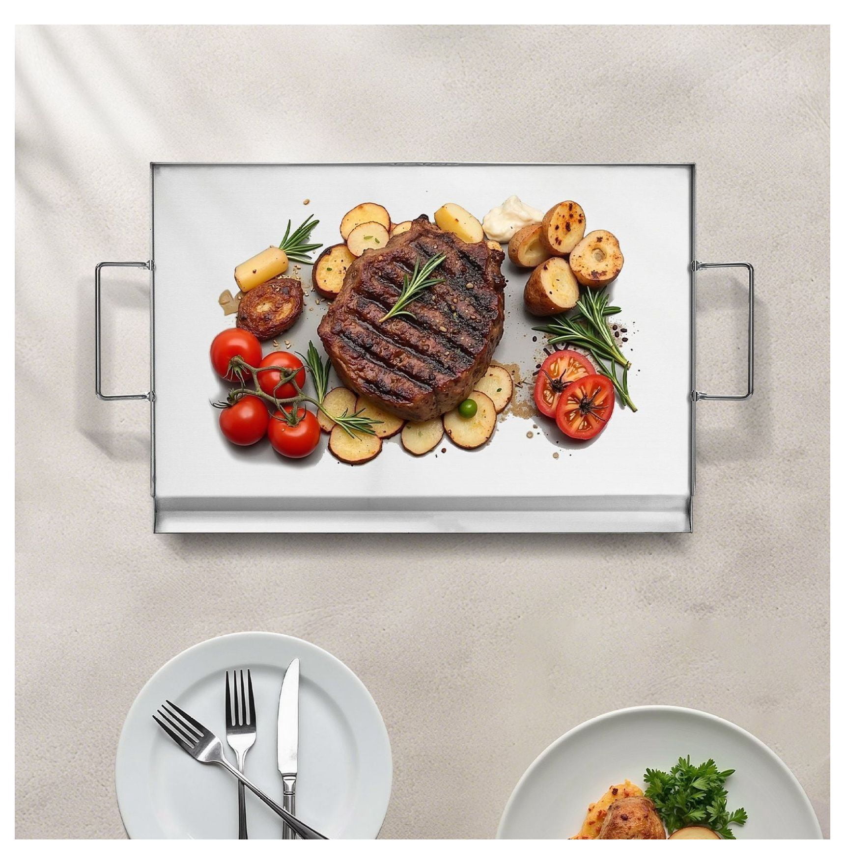 Flat Top Griddle 23x16 Inch, Stainless Steel BBQ Grill Pan