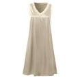 thumbnail image 3 of Baqcunre Pajamas For Women Set Womens Sleepwear Nightgowns V Neck Dress Homewear Pajamas Mid Silk Pajamas For Women Khaki S, 3 of 6
