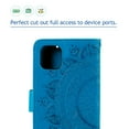 thumbnail image 6 of Allytech Embossed Mandala PU Leather Case for iPhone 13 Pro 2021(6.1"), Slim Soft TPU Bumper Anti-Scratch Flip Kickstand Detachable Lanyard Wallet Protective Case for iPhone 13 Pro, Blue, 6 of 6