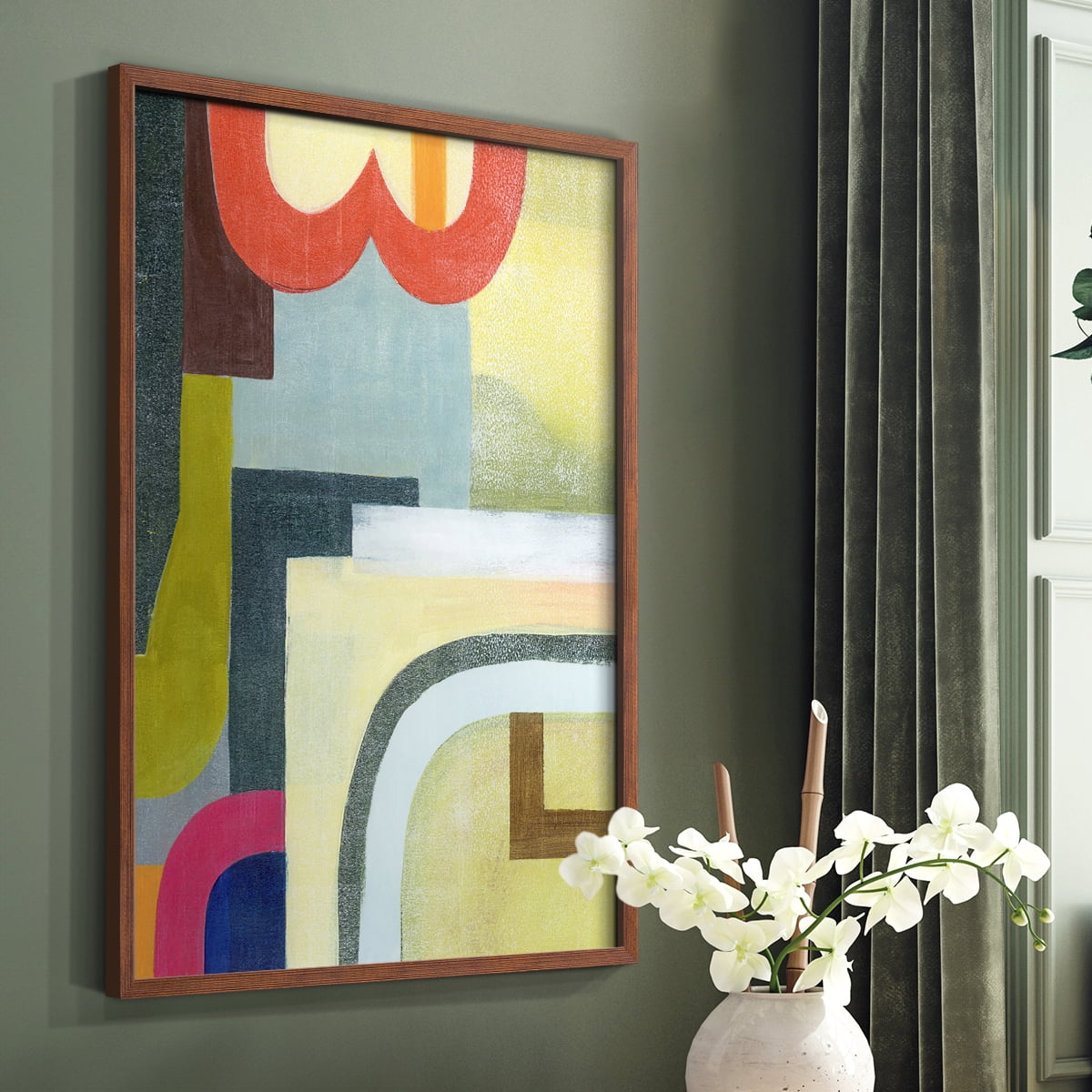 City of Rainbows II Framed Print in Brown Solid Wood Framed Print No Nail Hanging