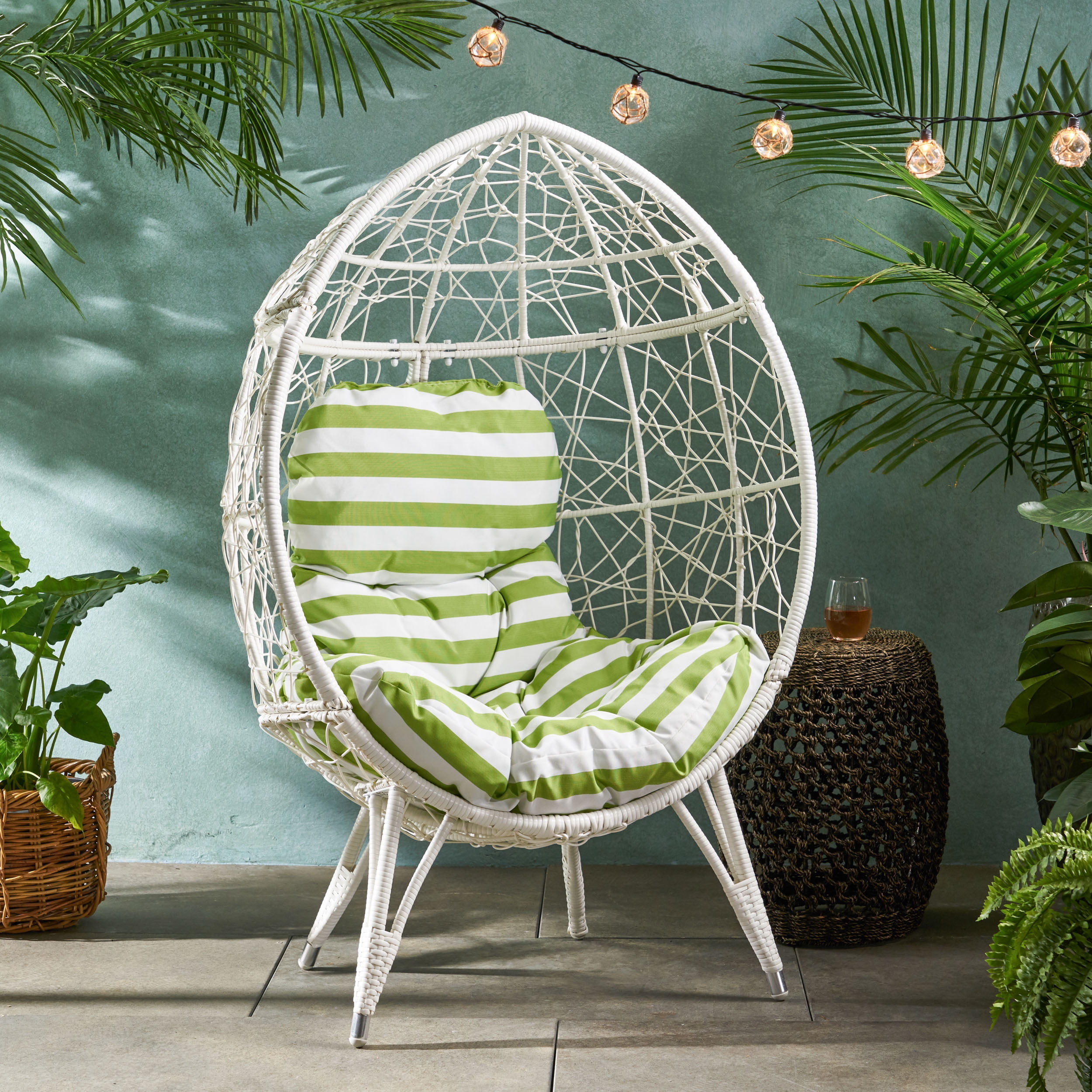 hendryx outdoor wicker teardrop chair with cushion