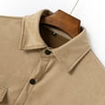 thumbnail image 5 of JUUYY Men's Casual Shirt Jacket Long Sleeve Suede Shirts Shacket Wrinkle- Lightweight Work Coat Button Down Solid Color Overshirt Top Khaki XL, 5 of 8