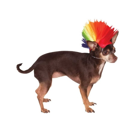 Rainbow Pet Punk Rock Pride Spikey Mohawk Dog Cat Costume Wig