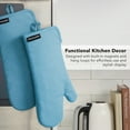 thumbnail image 6 of KITCHENAID Gourmet Series Gridlines Oven Mitts 2-Pack Set, Heat Resistant up to 600°F, Soft Silicone Grip, Magnetic Cuff, Blue Velvet, 7"x14", 6 of 7