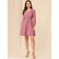 thumbnail image 3 of INSPIRE CHIC Women's Solid Cute V Neck Half Sleeve Flowy A-Line Chiffon Dress, 3 of 6