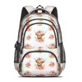 thumbnail image 2 of Highland Cow and Rose Print Backpack for School, Cute School Bag with Adjustable Shoulder Straps and Padded Back, 16.9"x12.6"x5.9", 2 of 4