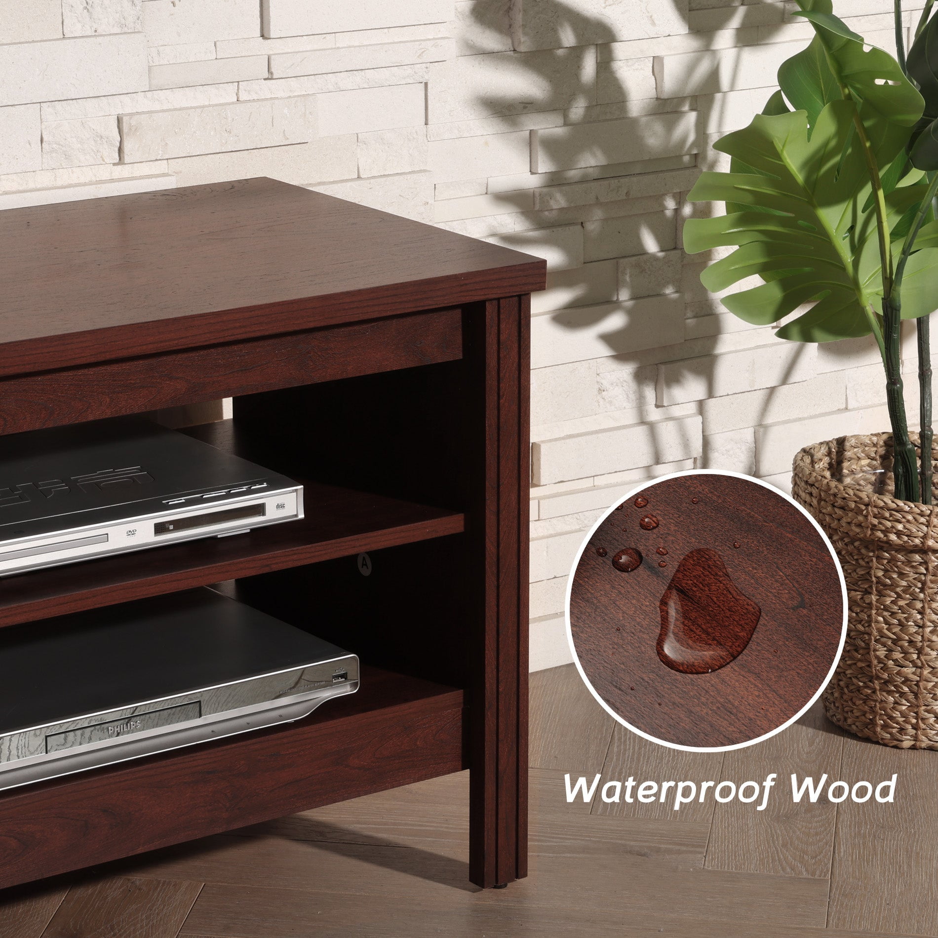 FITUEYES 70" TV Stands for TVs Up to 75 Inch, Entertainment Center TV Console for Living Room and Bedroom, Brown