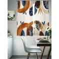 thumbnail image 4 of Bohemian Nordic Sheer Curtains 72 inches Long 2 Panels Set Abstract Leaves Orange Blue Simple Sheer Window Curtain Rod Pocket Voile Drapes for Living Room/Bedroom, Each 52" W x 72" L, 4 of 7