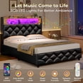 thumbnail image 4 of Afuhokles Twin Size Lift Up Storage Bed Frame with LED Storage Headboard and Charging Station, Upholstered Bed Frame, Hydraulic Storage, PU Black, 4 of 8