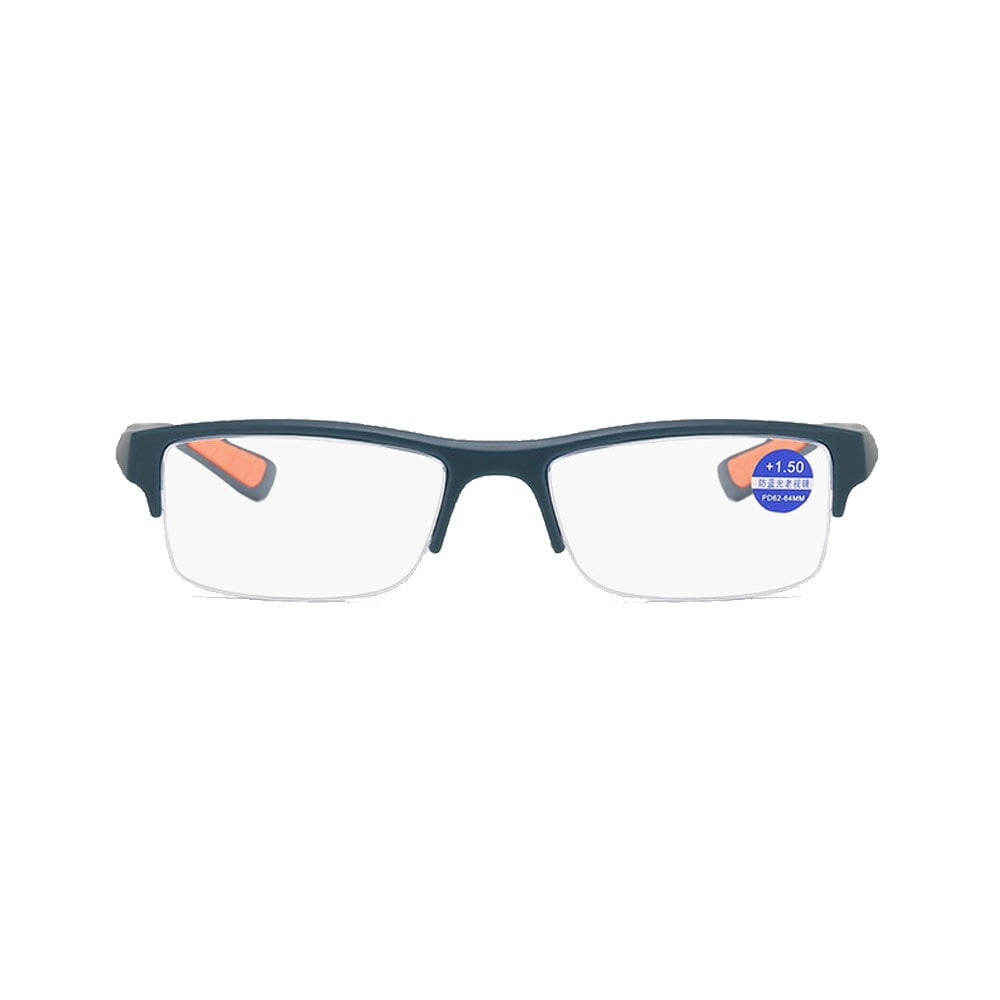 3 Pack Mens Half Rimless Sport Reading Glasses +2.0, Blue Plastic Readers 2.0