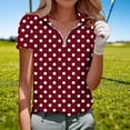 thumbnail image 4 of LPZOOGU Women's Polka Dot Print Polo Shirt Short Sleeve Half Zip V-Neck Casual Golf Tennis Work Blouse Multiple Color, 4 of 4