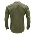 thumbnail image 5 of Fesfesfes Blouse Shirt for Men Linen Long Sleeve Stand Collar V Neck Pullover Shirt Pocket Button Top On Sale, 5 of 6
