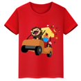 thumbnail image 3 of Camiseta de algodón roja de manga corta de verano para niños y niñas con estampado de cabeza grande de Sasquatch furtivo, 3 of 5