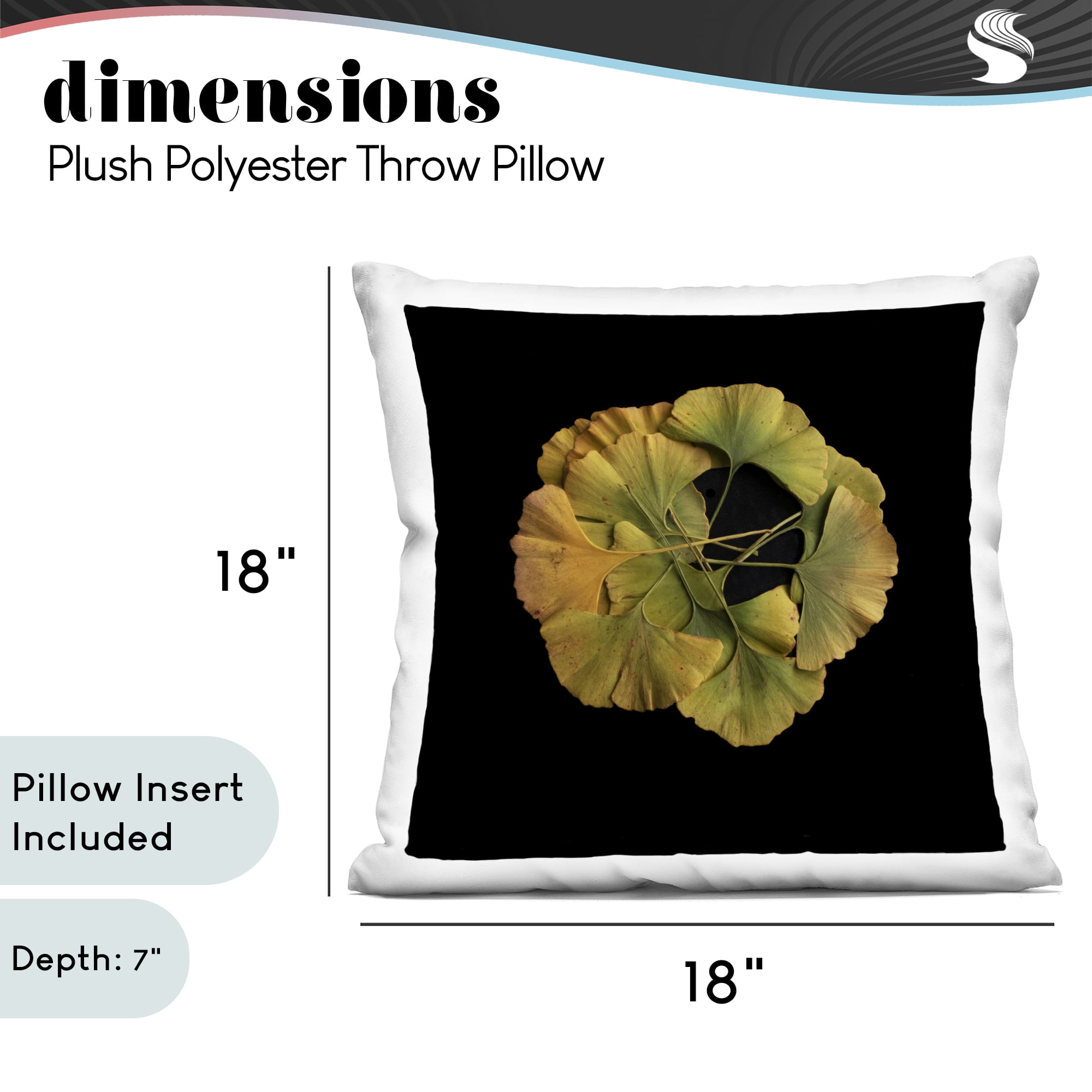 Stupell Industries Overlapping Ginkgo Leaves Decorative Printed Throw Pillow, design by Beth Adoette, 18 x 7 x 18