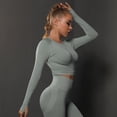thumbnail image 4 of KKBOTIVE Womens Seamless Solid Color Workout Long Sleeve Top Casual Elastic with Ruching Yoga Pullover for Running Cozy Breathable Athletic Shirt, Light GraySize: S, 4 of 5