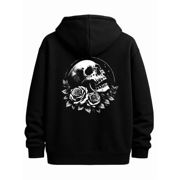 Skull Roses Hoodie hoodies & sweatshirt skeleton men long sleeve black Casual Classic Design Pullover Hooded Sweatshirt Streetwear For Winter Fall, As Gift casual idk fire