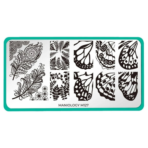 Maniology Mystic Woods Leafy Feathers/Butterfly Wings (m127) Stainless Steel Nail Stamping Plate