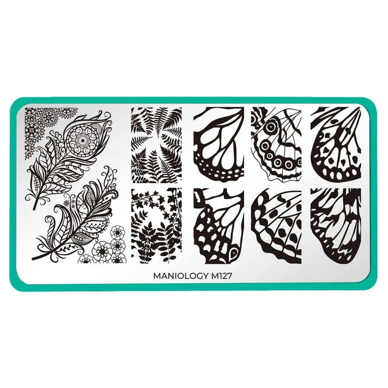 Maniology Mystic Woods Leafy Feathers/Butterfly Wings (m127) Stainless  Steel Nail Stamping Plate 