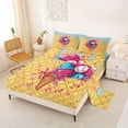 thumbnail image 2 of Castle Fairy Baseball Print Queen Sheets 4 Pieces, Ice Cream Cone Pattern Queen Sheet Sets, Pink Blue Yellow,1 Fitted Sheet, 1 Flat Sheet and 2 Pillowcases, 2 of 6