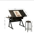 thumbnail image 4 of S-HOME Adjustable Drawing Drafting Table Desk With 2 Drawers And Stool For Home Office And School Use In Contemporary Style，Black, 4 of 6