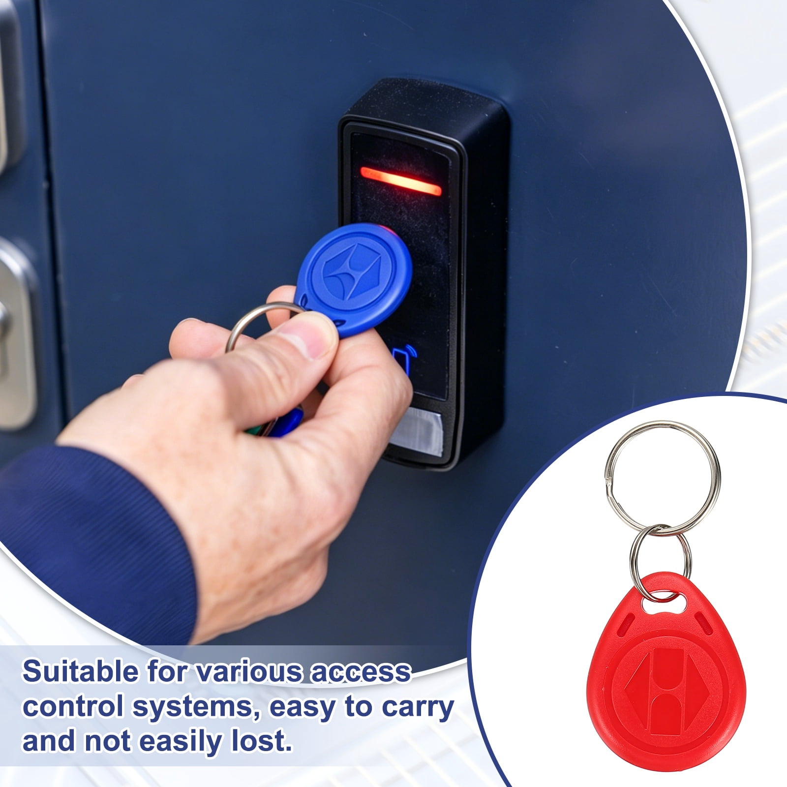 Uxcell 125kHz T5577 RFID Key Fob Tag, (Red) (30pcs), Writable Rewritable Smart Key Fobs Tags Blank Clone IC Card Key Classic 1K, Suit for - Entry Access Control Systems