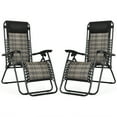 Gymax Set of 2 Folding Rattan Patio Zero Gravity Lounge Chair Recliner 