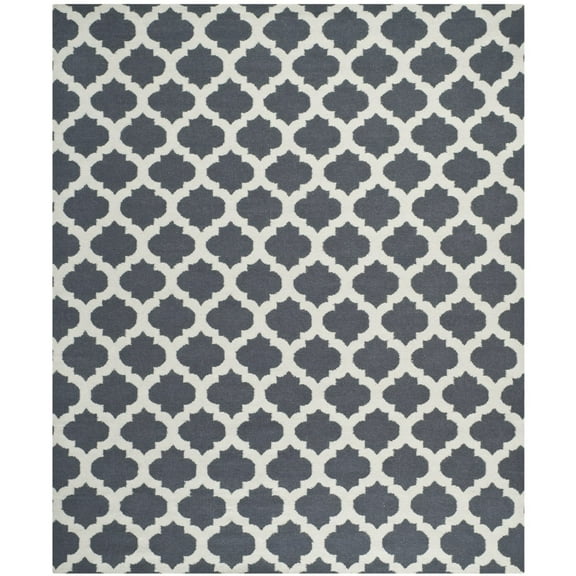 SAFAVIEH Dhurrie Watson Geometric Moroccan Wool Area Rug, Blue/Ivory, 3' x 5'