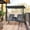 Gray + Steel, variant on Cream White Outdoor Gliders Set with Steel Frame and Tempered Glass Top Table for Patio Garden Backyard Lawn Relaxation