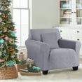 thumbnail image 7 of Timeles 1 Piece Stretch Sofa Slipcover Non Slip Armchair Cover Soft Jacquard Couch Cover Washable Furniture Protector with 1 Throw Pillow Cover (1 Seater, Light Gray), 7 of 7