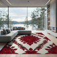 thumbnail image 2 of ODIKA 8'x10' Washable Area Rug Durable, Non-Slip Circle Semi Botanical Arrangement Symmetrical Decorative Border for Living Room, Under Sectional, Family, 2 of 7