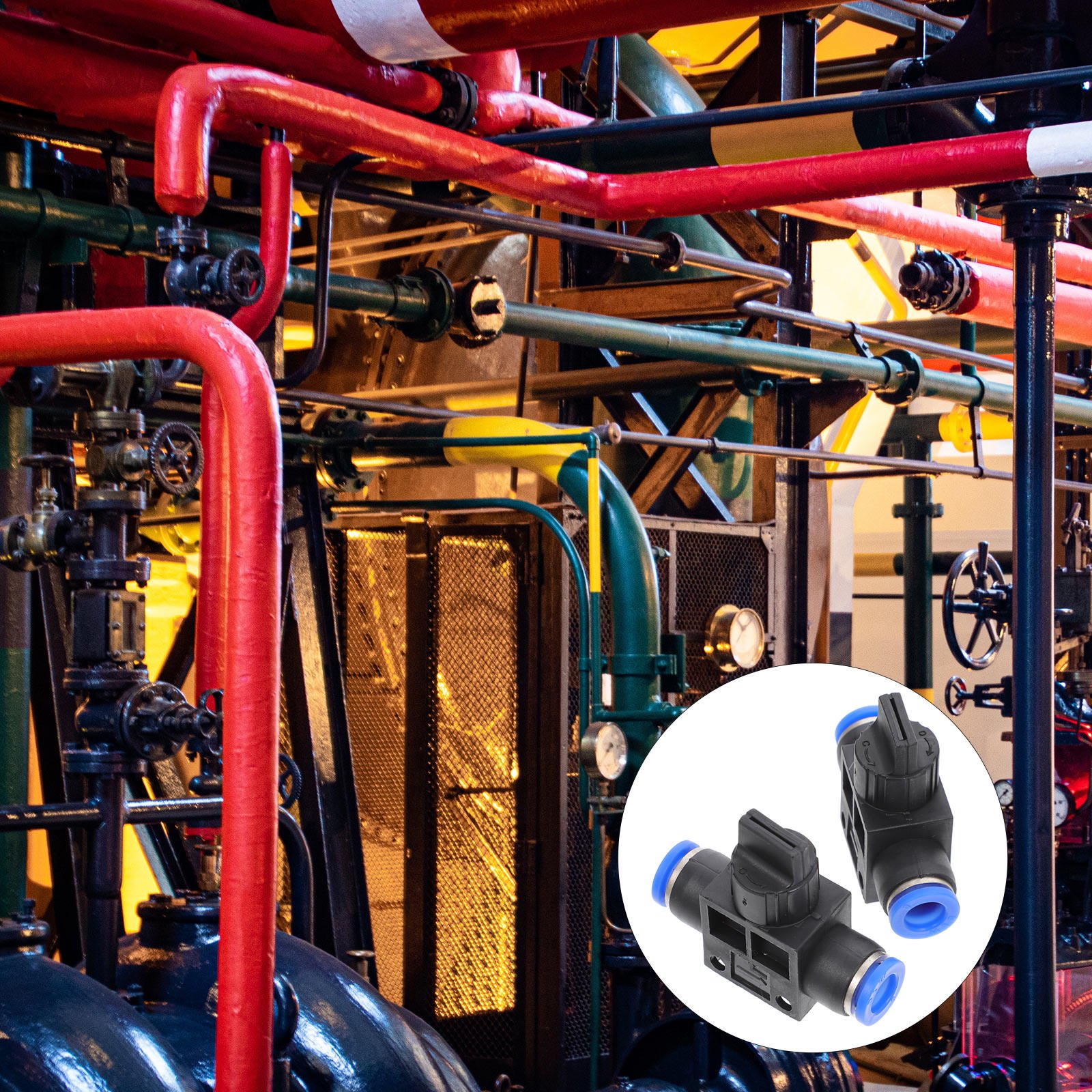 OUNONA 2-Pack Black Pipeline Quick Connect Valves Air Tube Fittings with Leak-Proof and Anti-Wear Design