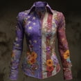 thumbnail image 2 of Women's 250th Anniversary Usa Shirt Casual Button Collared Long Sleeve Shirts Patriotic Tee, 2 of 3